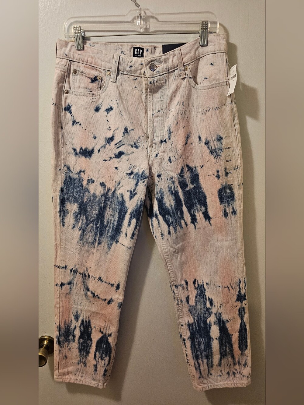 GAP Denim Tie Dye Cheeky Straight Leg Jeans Pink/Blue Women's Size 10 NWT